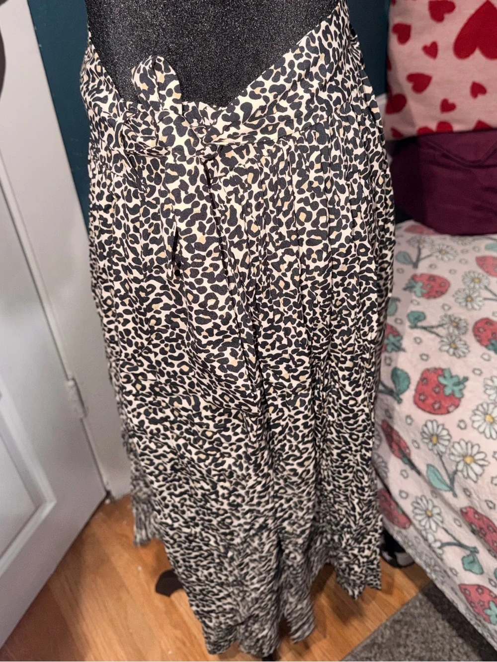Tiered Leopard Print Skirt in Black and Cream